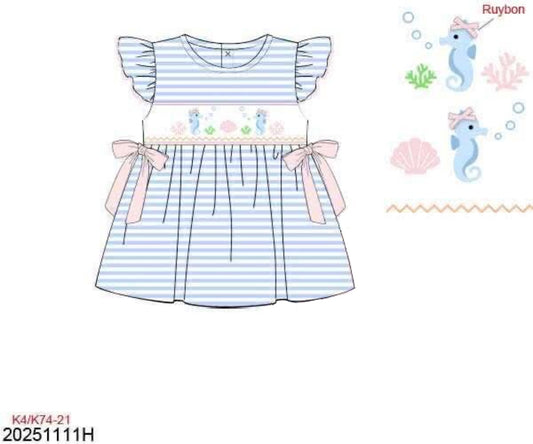 Black Friday Presale: Critter Collection- Girls Smocked Seahorse Shirt