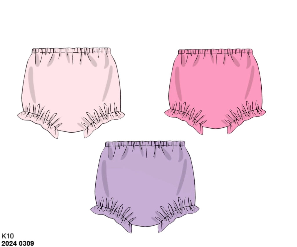Pre Order 149: Girls Knit Bottoms- 3pc Bloomer Pack (Light Pink, Dark Pink, Purple)