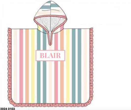 RTS: Jubilee Stripes- Girls Smocked Hooded Towel "BLAIR"