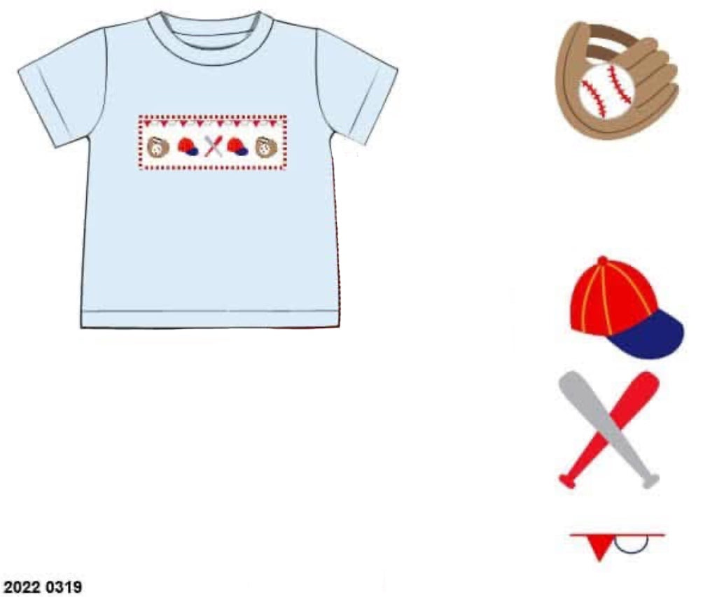 RTS: Sport Collection- Boys Smocked Glove & Bat Shirt