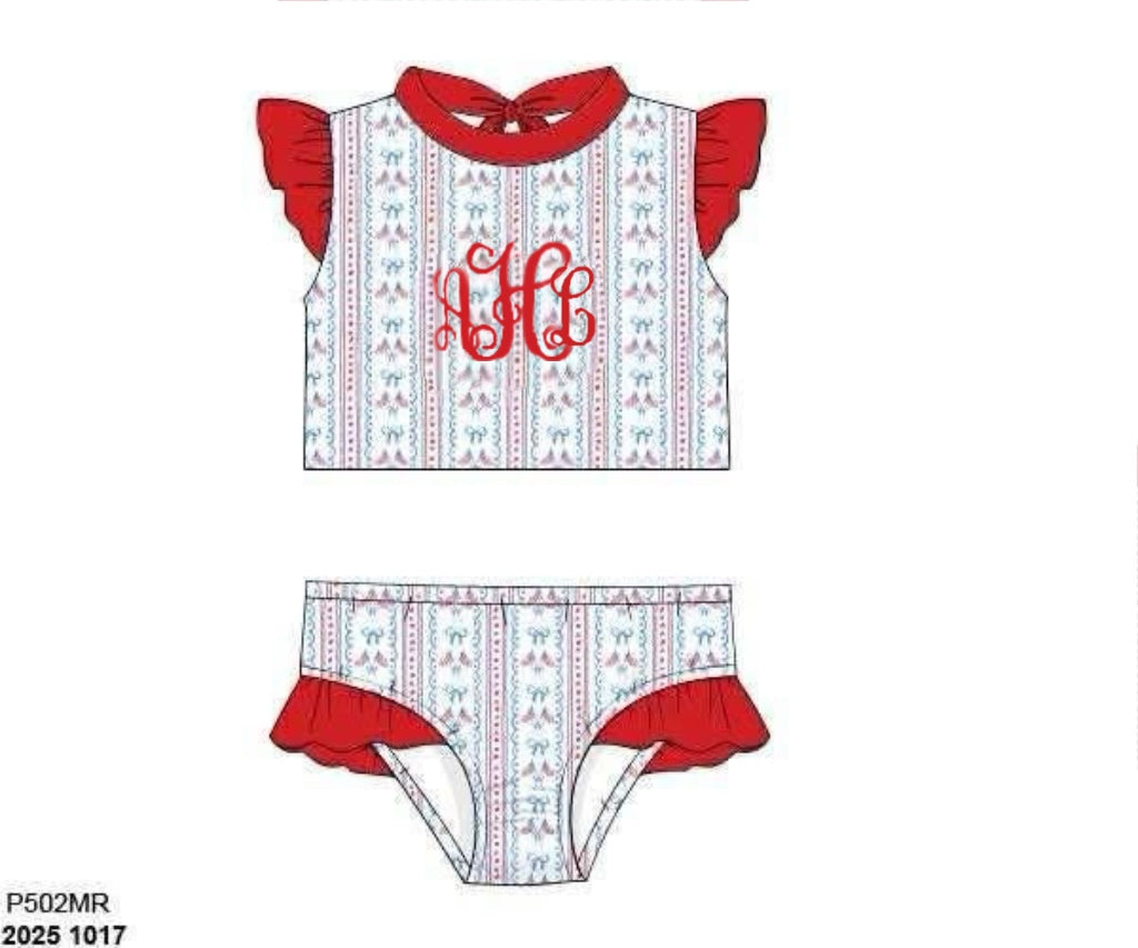 RTS: Liberty Belle- Girls 2pc Rash Guard Swim "AHL"