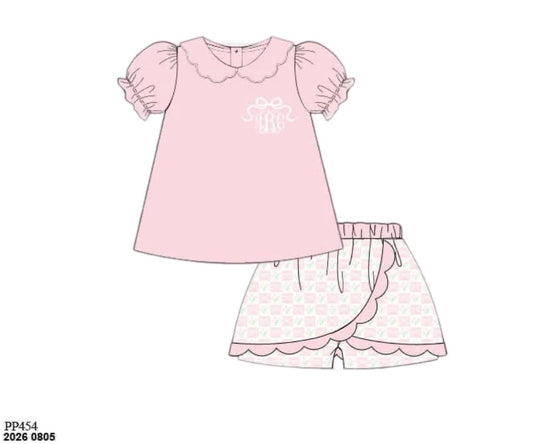 Special Pricing 2.0: Simple Knit Sets- Girls Flowers & Pink Bows Skort Set
