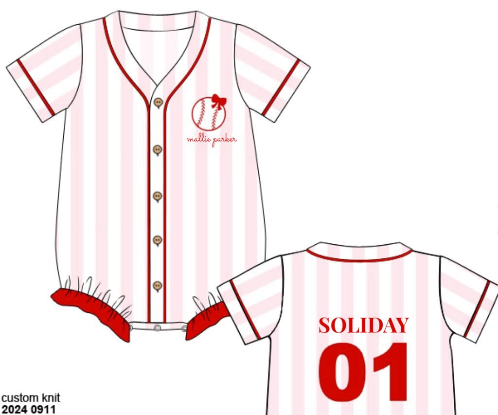 RTS: Play Ball!-Girls Knit Jersey Bubble "mallie parker/SOLIDAY"
