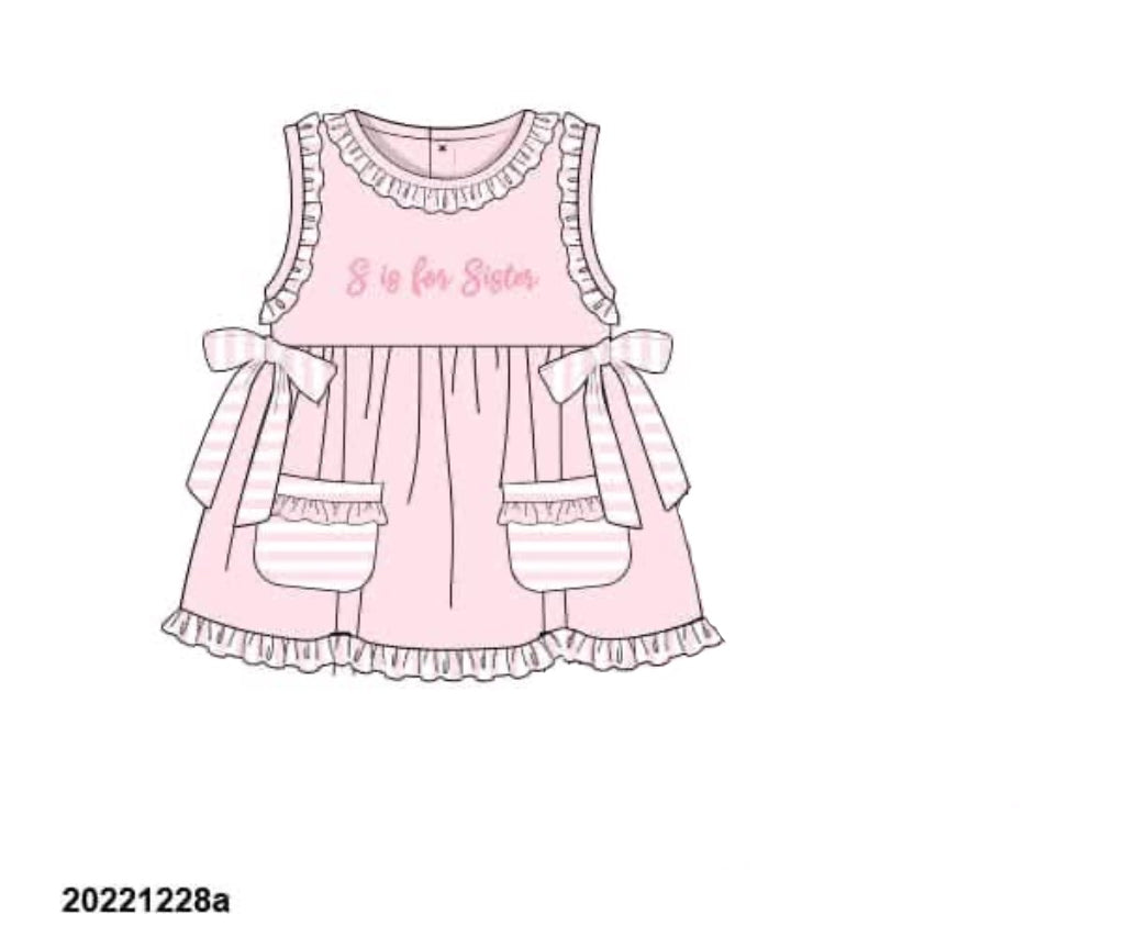 RTS: Sibling Collection- Girls Embroidered S is for Sister Shirt