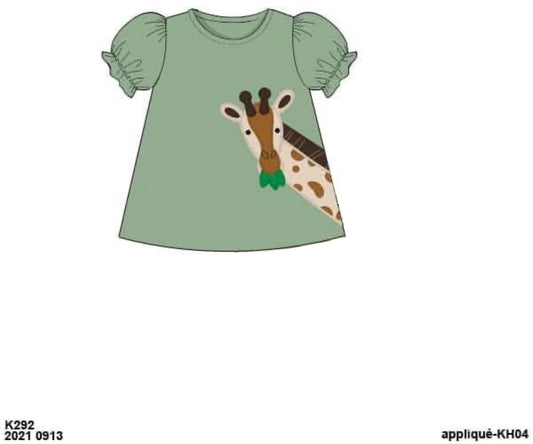 RTS: Critter Collection- Girls Giraffe Appliqué Shirt