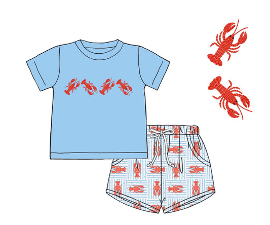 Pre Order 149: Crawfish Boil- Boys French Knot Shortie Set