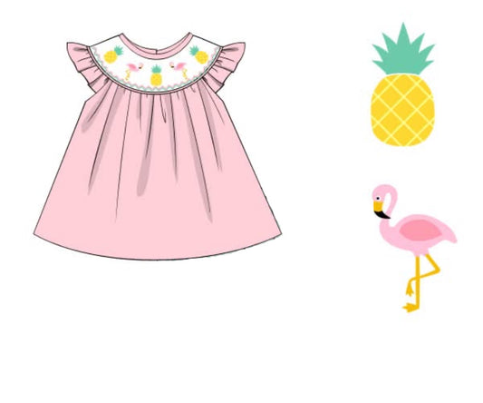 RTS: Critter Collection- Girls Smocked Flamingo Shirt