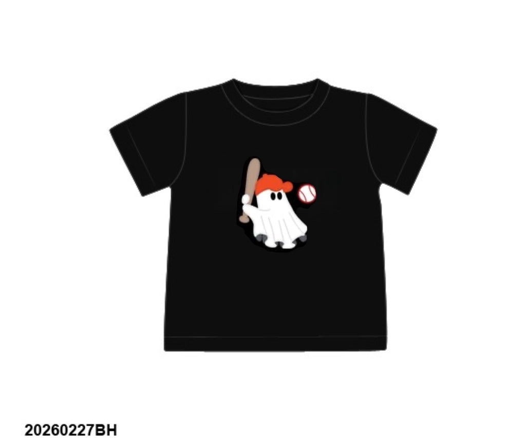 RTS: Halloween Shirt Only- Baseball Ghost Boys Shirt