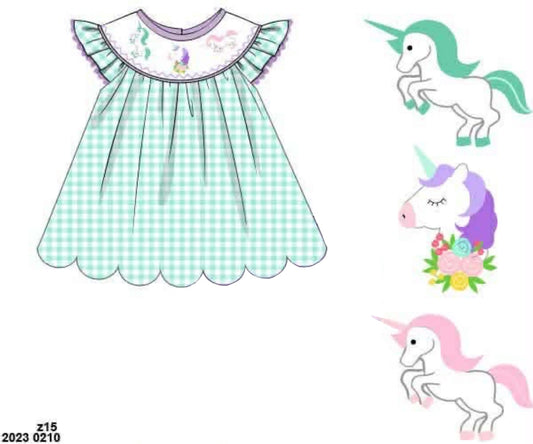 RTS: Critter Collection- Girls Smocked Unicorn Shirt