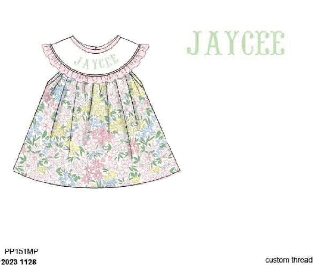 Pre Order 146: Name Smocks- Girls Marnie Floral Woven Bishop Shirt