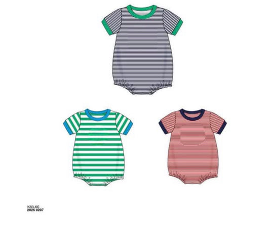 RTS: 3pc Bubble Pack- Boys Green, Navy, and Red Stripe