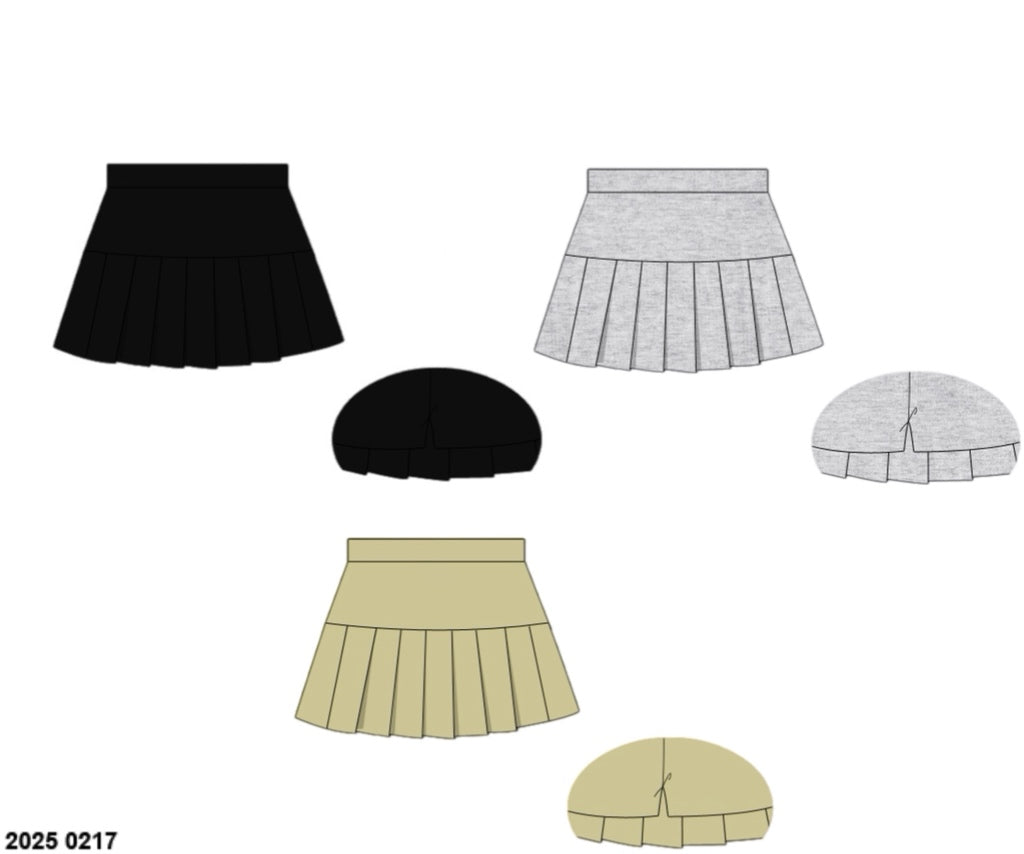 Pre Order 149: Girls Knit Bottoms- 3pc Skort Pack (Black, Khaki, Gray)