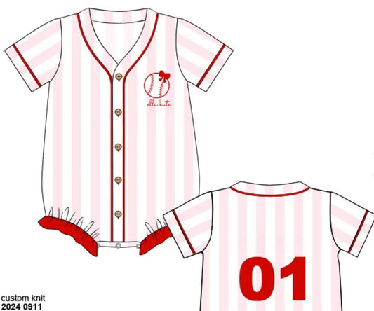 RTS: Play Ball!- Girls Knit Bubble Jersey "ella cate"