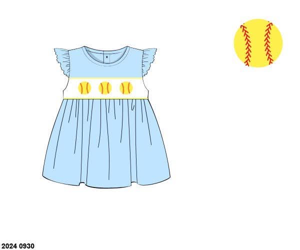 Pre Order 146: Sports- Girls Smocked Trio Softball Knit Shirt