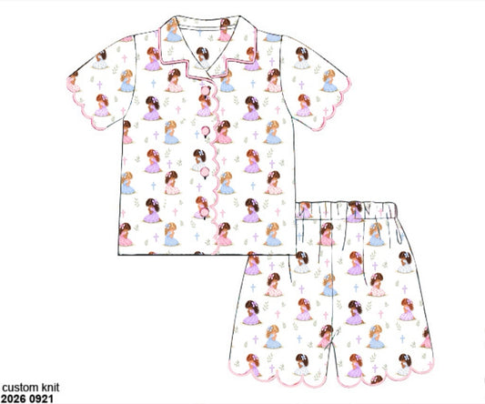 Pre Order 151: Little Hands, Big Prayers- Girls Knit Button Up Lounge Set
