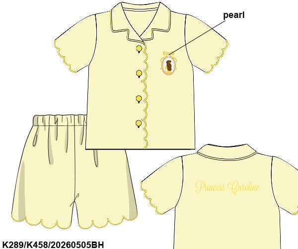 Pre Order 145: Royal Slumber- Girls Yellow Princess Satin Lounge Set