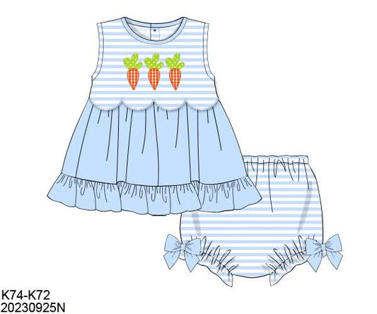 Special Pricing 2.0: Gingham Carrots- Girls Knit Bloomer Set