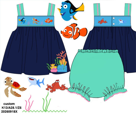 Pre Order 152: Don't Trust Becky- Girls Smocked Knit Bloomer Set