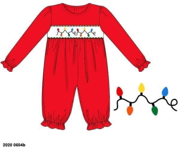 RTS: Smocked Lights- Girls Knit Romper