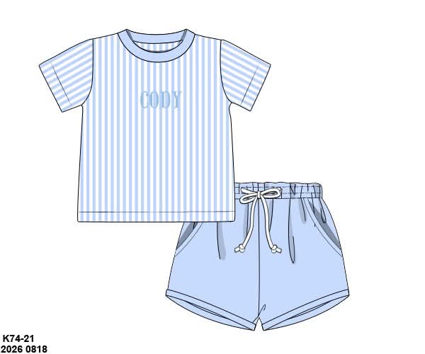 Pre Order 149: Lyndsey's Floral & Stripe- Boys Knit Short Set