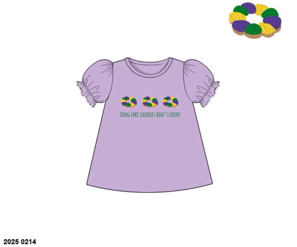 Pre Order 146: Mardi Party- Girls French Knot King Cake Shirt