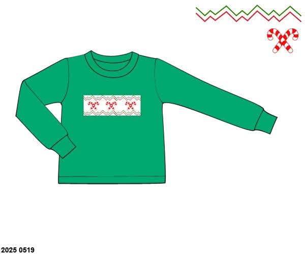 RTS: Christmas Shirt Only- Boys Candy Cane Shirt