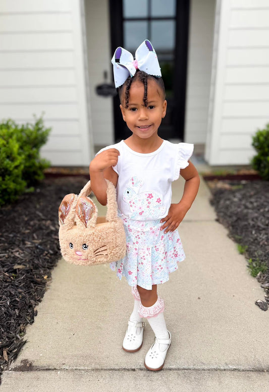 RTS: Jane Floral- Girls Knit Skort Set