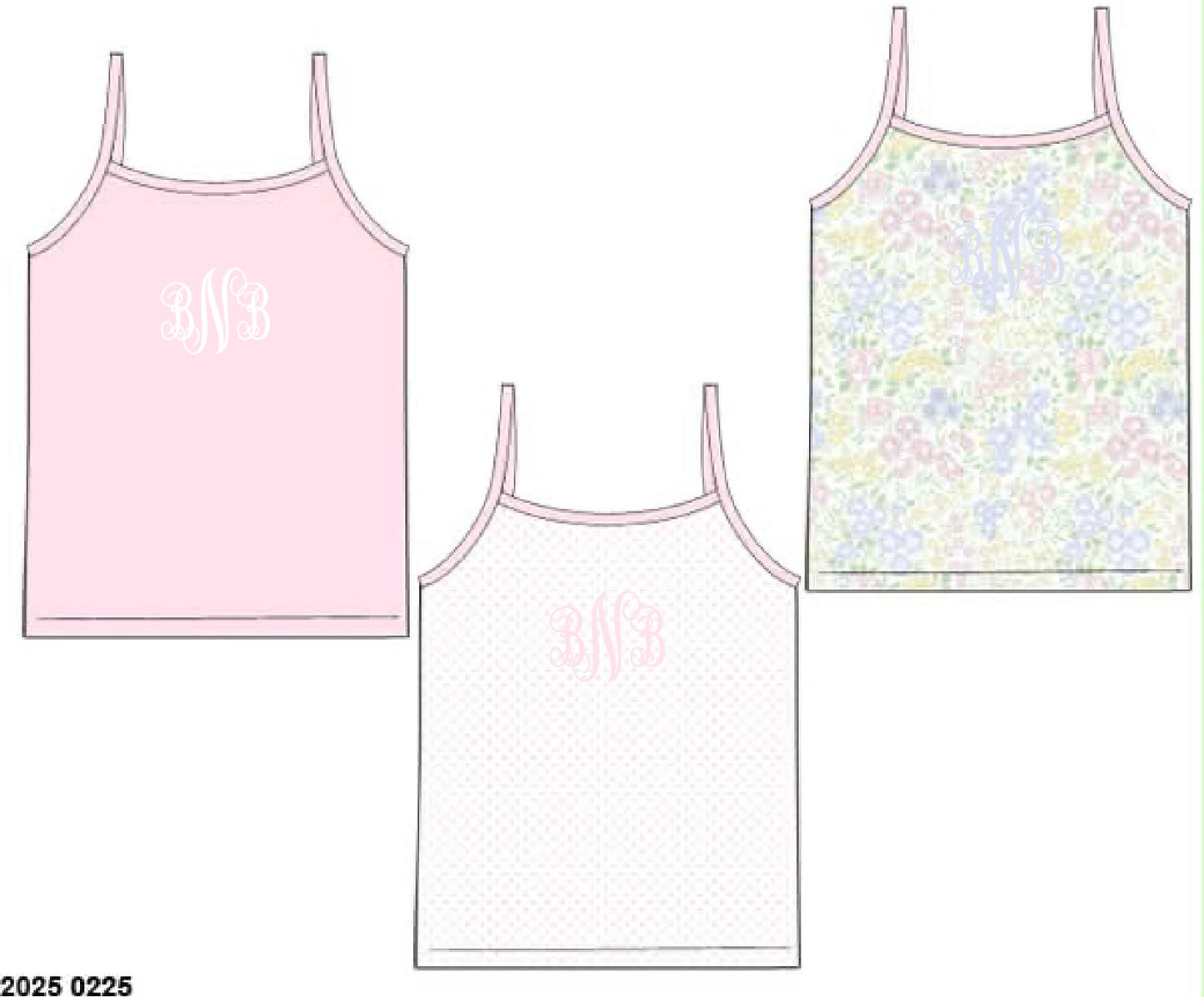 Pre Order 148: Girls Playsets, Camis, & Panties- 3 Pack Camis