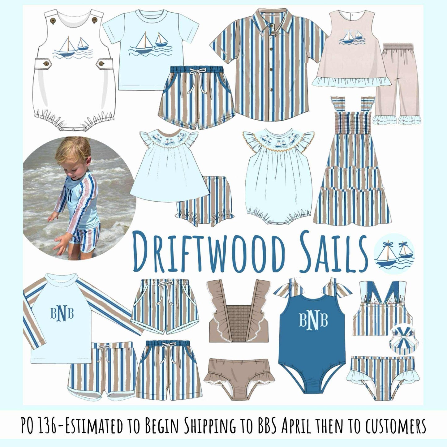 Pre Order 136: Driftwood- Boys Woven Shortie Set
