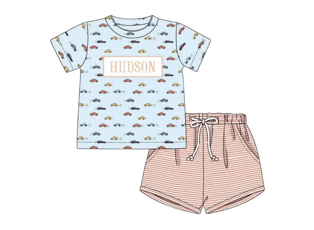 Pre Order 152: Boys Only- Thing That Go Name Smock Shortie Set