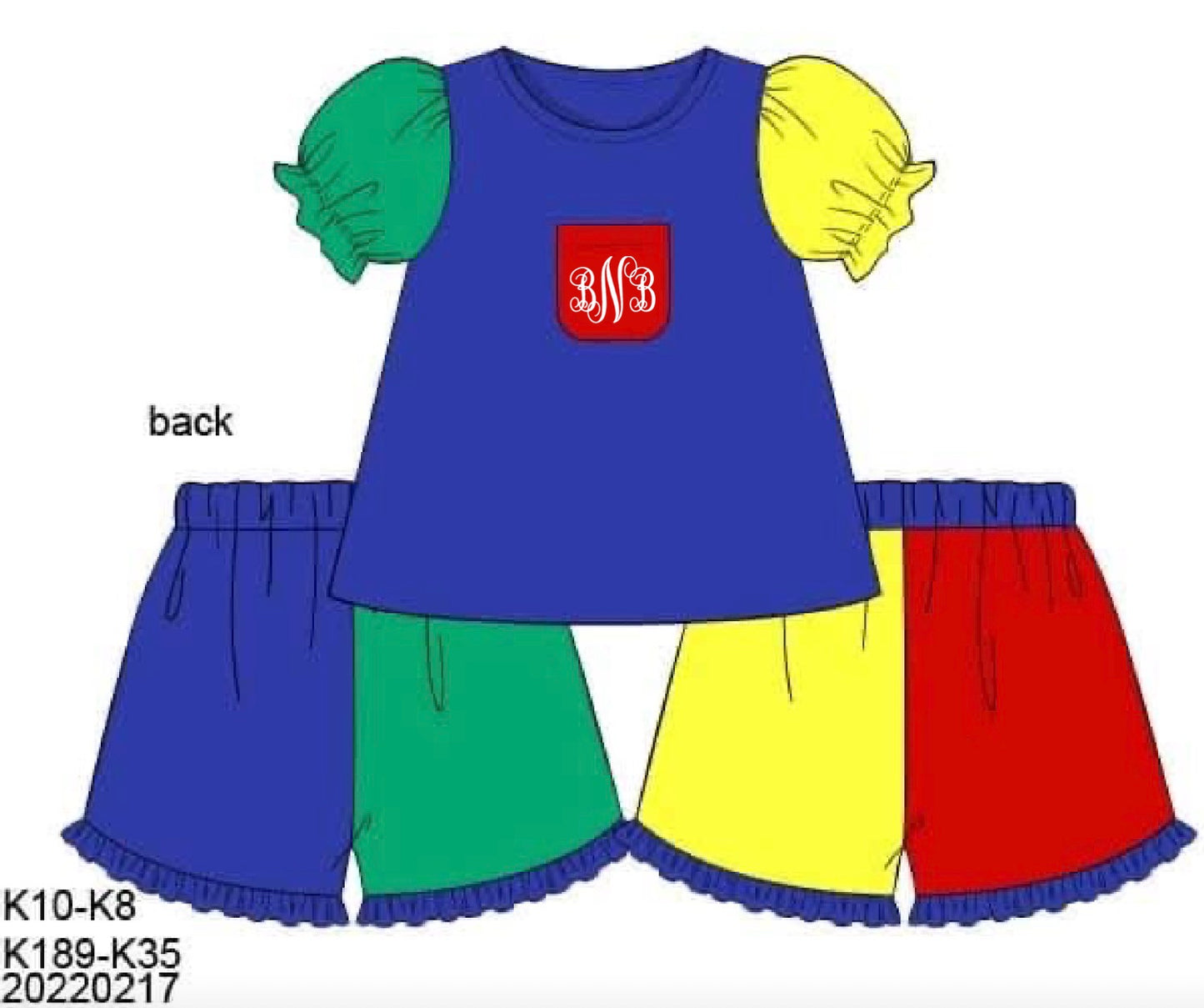 Throwback Pre Order: Primary Colorblock- Girls Knit Shortie Set