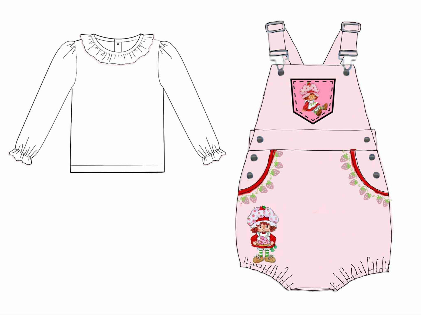 RTS: Beary Sweet- Girls Woven 2pc Bubble