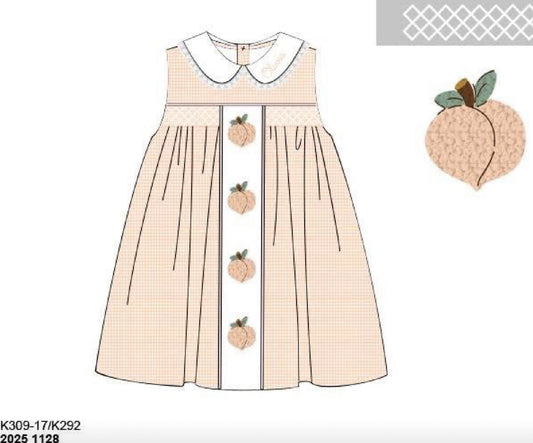 Pre Order 139: Just Peachy- Girls Woven French Knot Dress