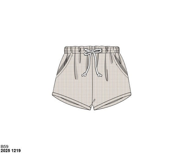 RTS: Boys Mix & Match- Tan Gingham Woven Shorties