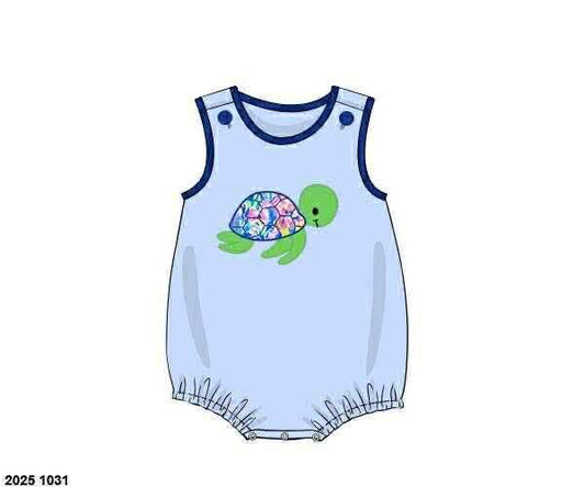 Pre Order 136: Tides & Turtles- Boys Knit Appliqué Bubble