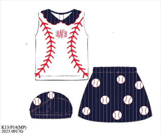 Special Pricing 2.0: Navy Baseball- Girls Knit Skort Set