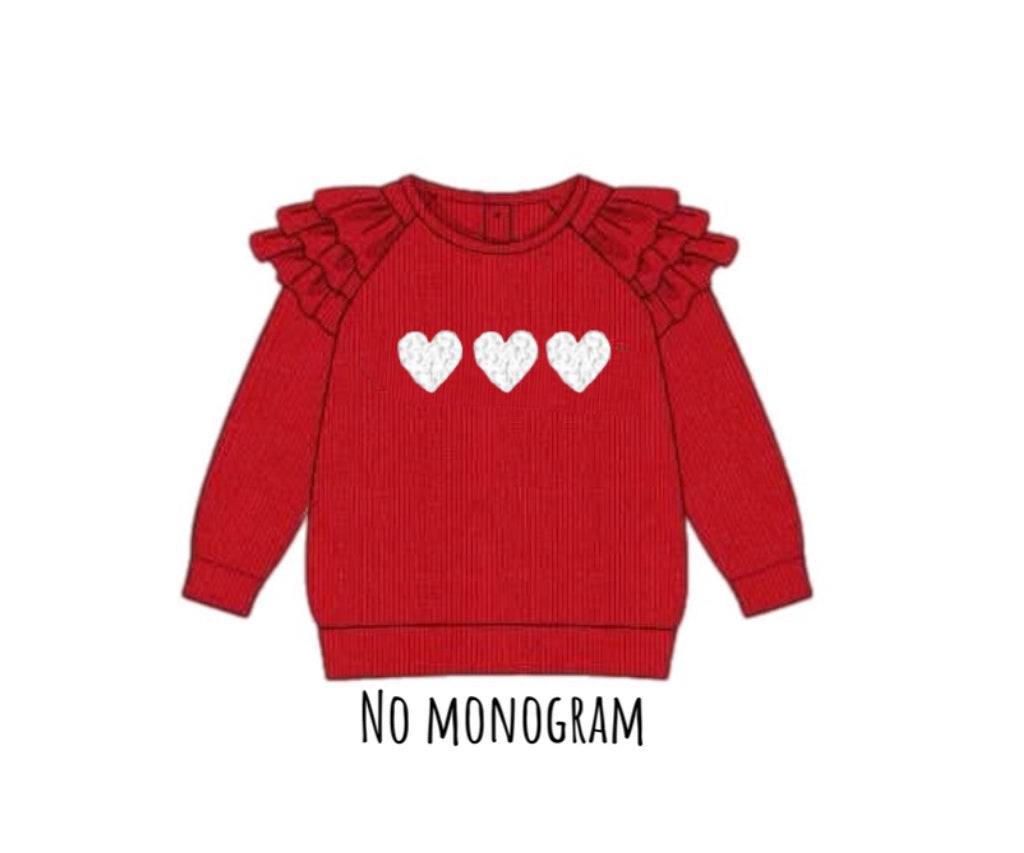Pre Order 146: Valentines- Girls French Knot Hearts Sweater