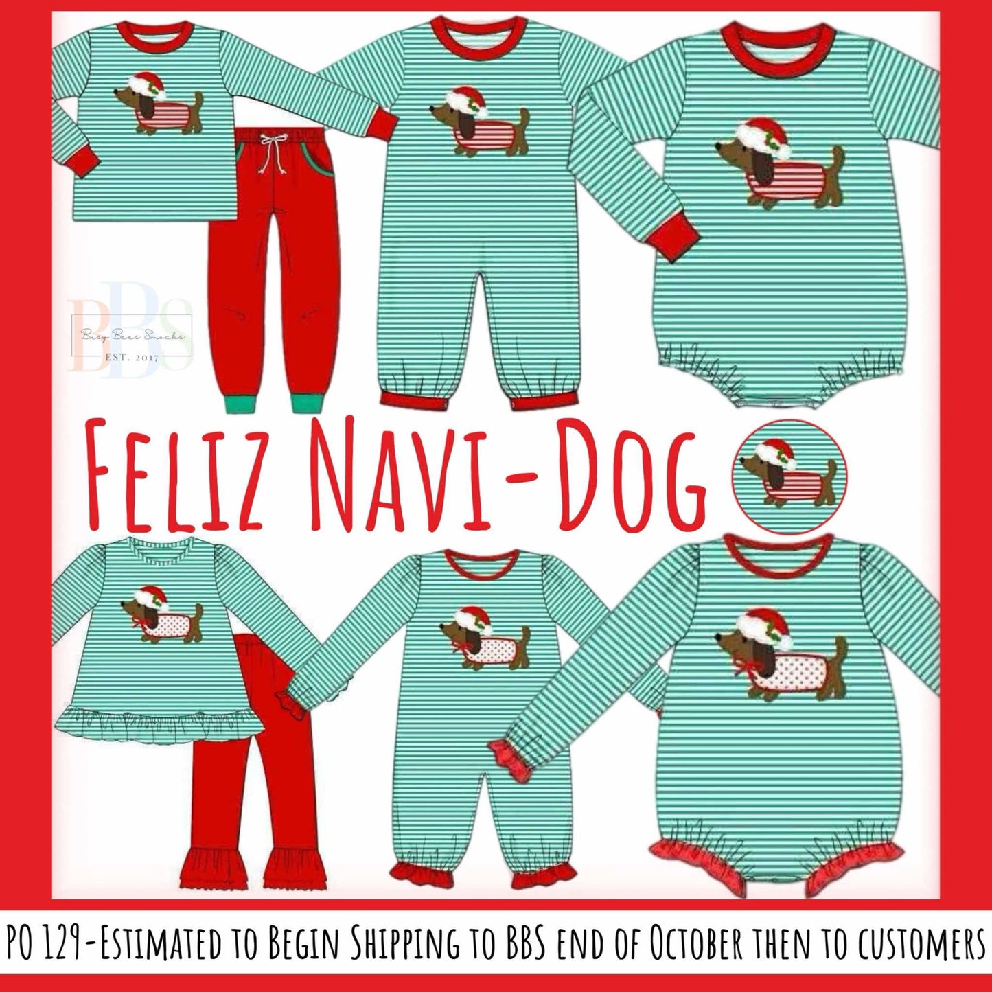 RTS: Feliz NaviDog- Girls Knit Legging Set