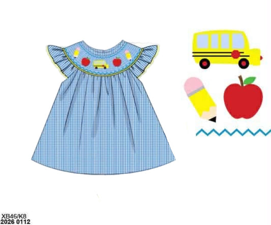 Pre Order 139: BTS Shirt Only- Girls Smocked School Days Woven Shirt