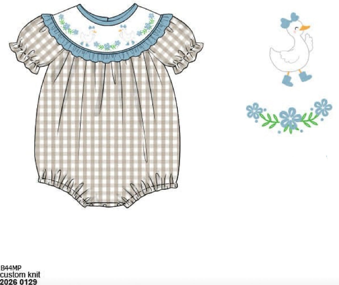RTS: Granny's Geese- Girls Smocked Knit Bubble (No Monogram)