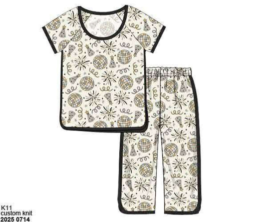 RTS: New Years Party!- Girls Knit Gown Mom/Mini 2pc Lounge Set