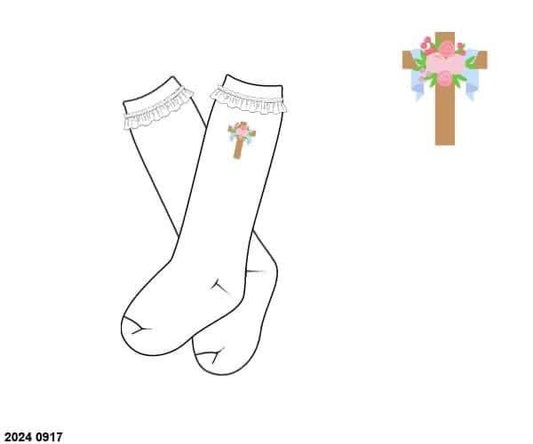 RTS: Cross Name Smocks- Girls Socks