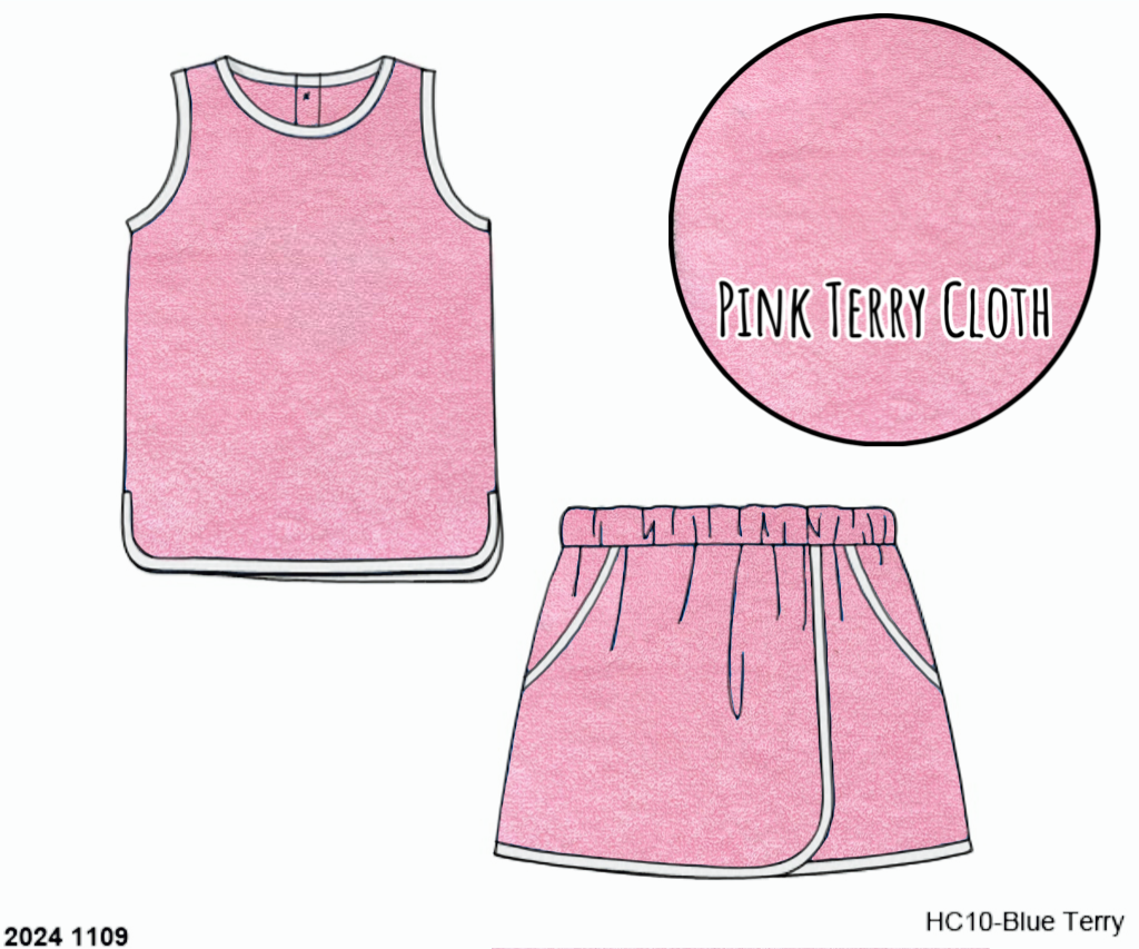RTS: Terry Cloth Collection- Pink Skort Set