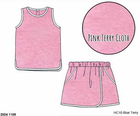 RTS: Terry Cloth Collection- Pink Skort Set