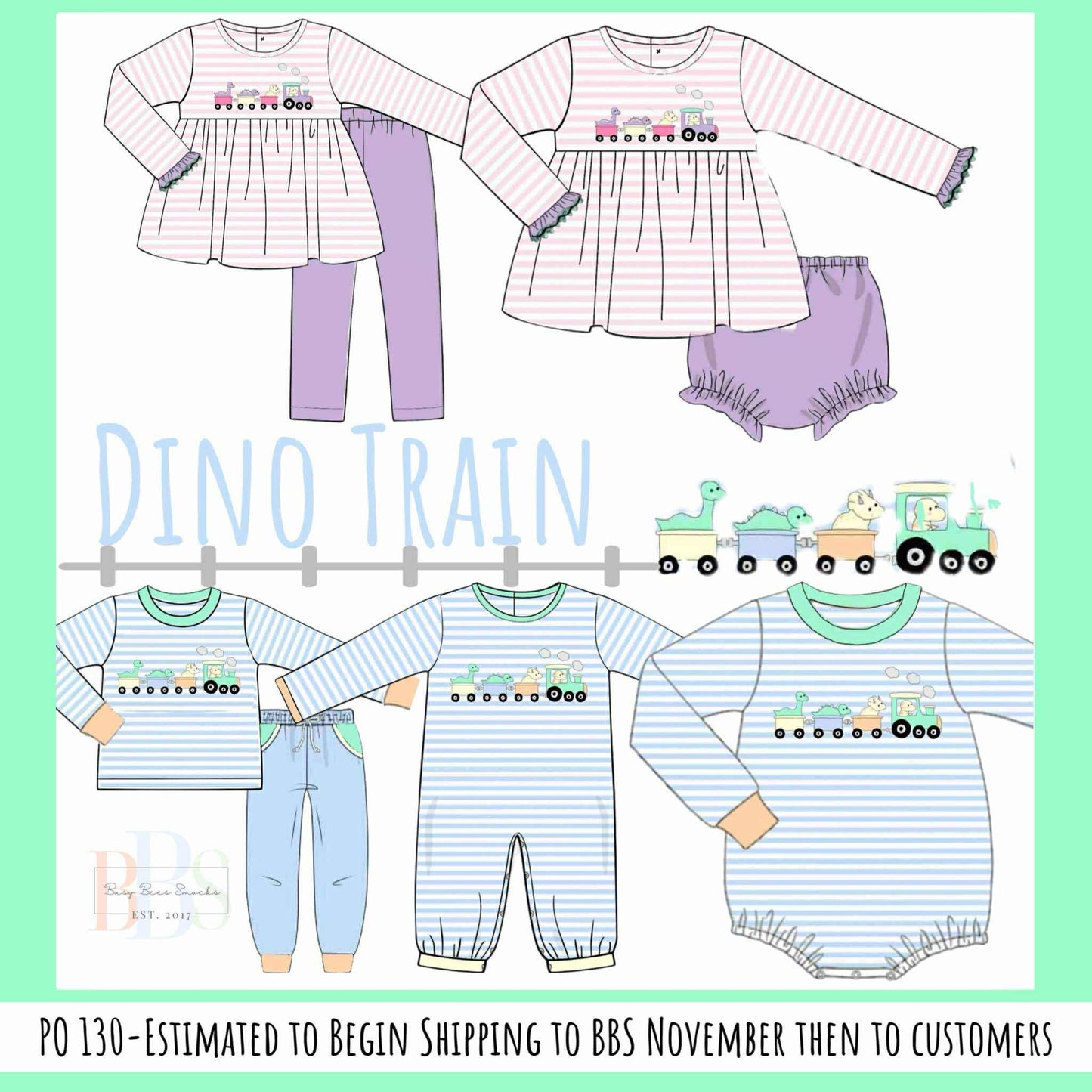 RTS: Dino Train- Girls Knit Legging Set