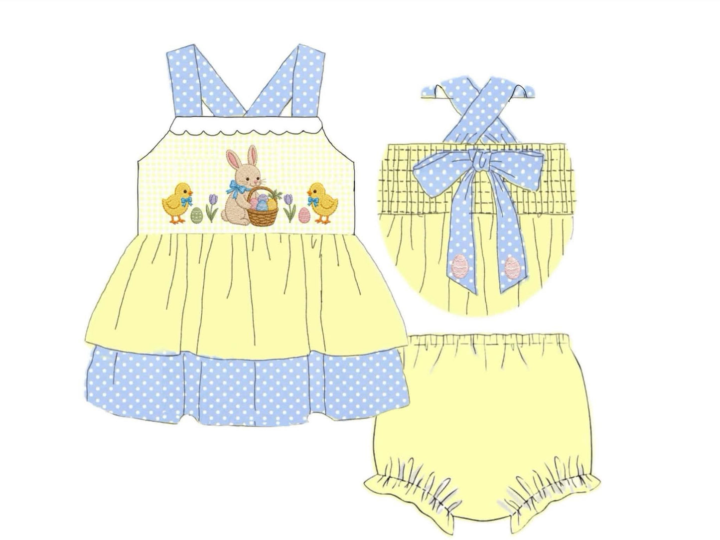 Pre Order 148: Chicks & Bunnies- Girls Knit Bloomer Set