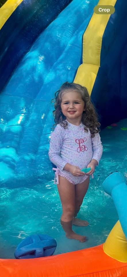 RTS: Blakely Floral & Collin Stripes- Girls Floral 1pc Long Sleeve Rash Guard Swim (Without Monogram)