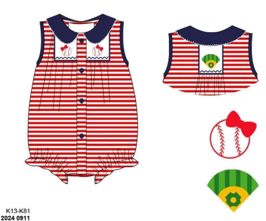 Pre Order 149: Homerun- Girls Smocked Knit Bubble