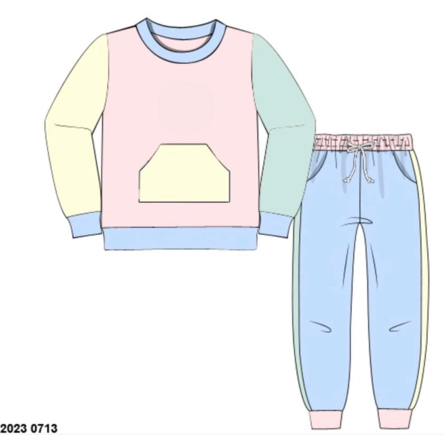 RTS: Winter Color Block- Adult/Girls Knit Jogger Set