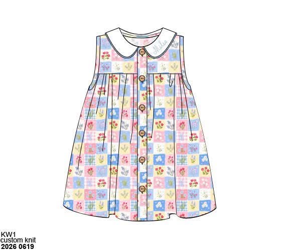Pre Order 147: Girly Patchwork- Girls Knit Dress